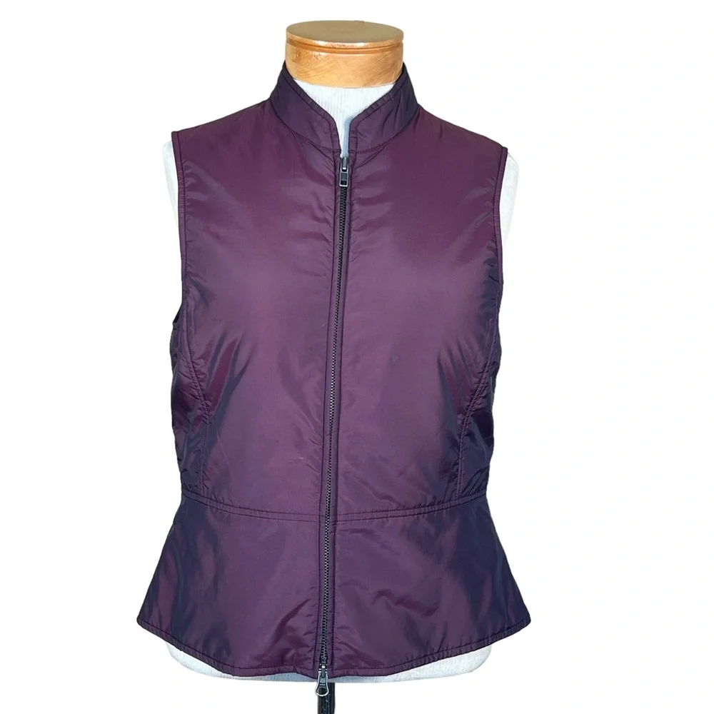 Nine West Vintage Lightweight Plum Colored Zip Front Nylon Blend Vest Small EUC